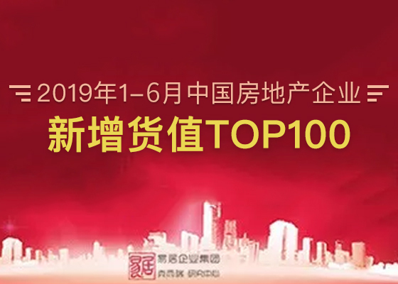2019年上半年中国房地产企业新增货值TOP100